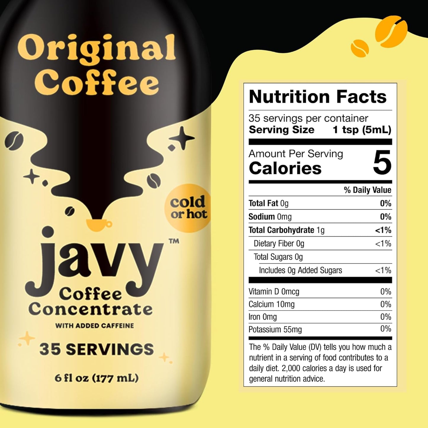 Javy Coffee Concentrate - Cold Brew Coffee, Perfect for Instant Iced Coffee, Cold Brewed Coffee and Hot Coffee, 35 Servings