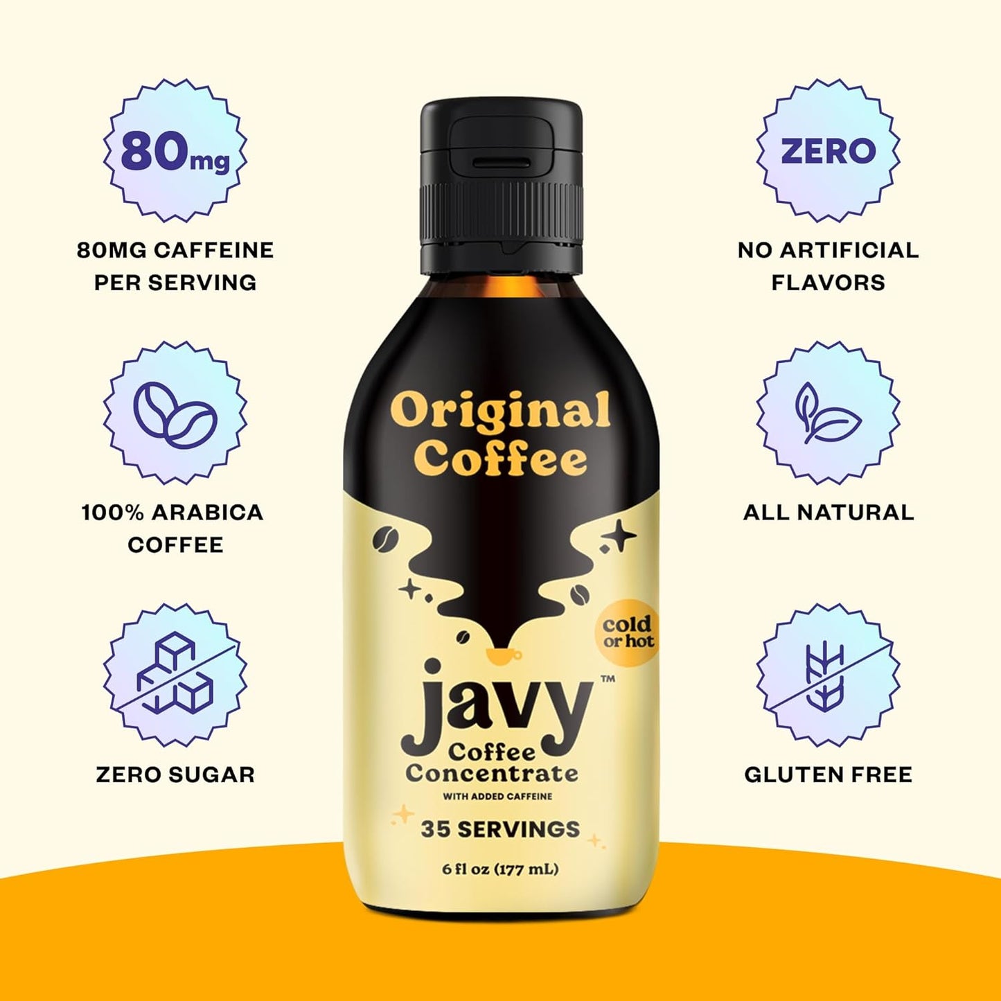 Javy Coffee Concentrate - Cold Brew Coffee, Perfect for Instant Iced Coffee, Cold Brewed Coffee and Hot Coffee, 35 Servings