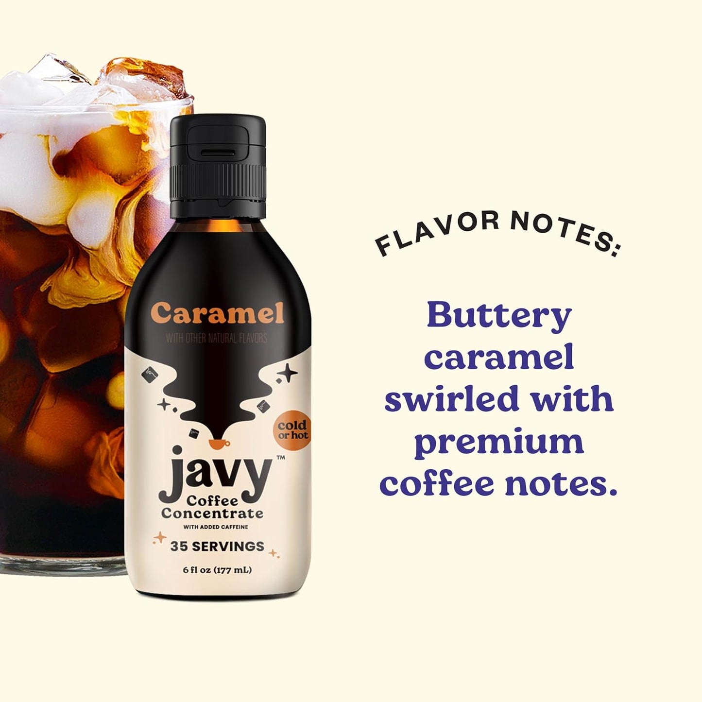 Javy Coffee Caramel Concentrate - Cold Brew Coffee, Perfect for Instant Iced Coffee, Cold Brewed Coffee and Hot Coffee, 35 Servings