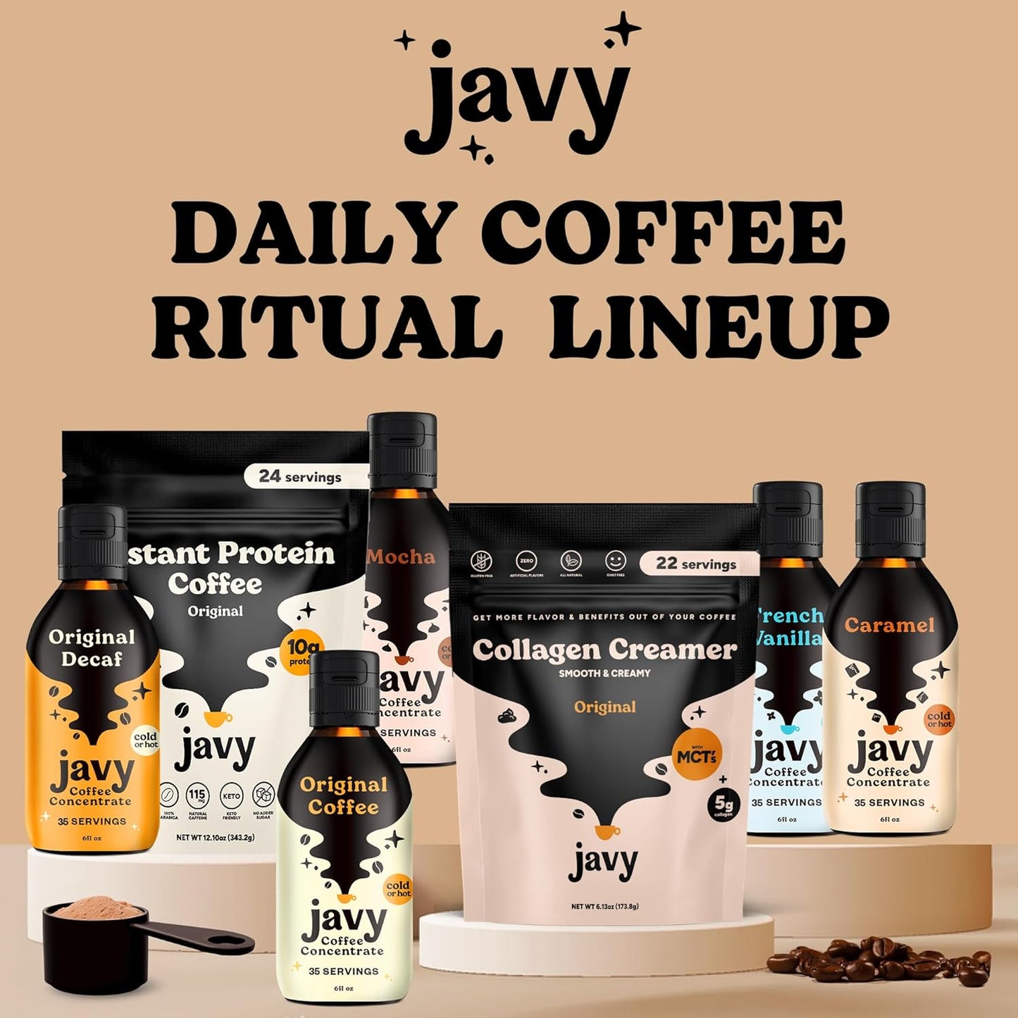 Javy Collagen Coffee Creamer Powder, Grass Fed Pasture Raised Collagen - Hair, Skin & Nail support with Energy-Boosting MCTs, Keto Friendly, Lactose Free & Gluten Free, 22 Servings
