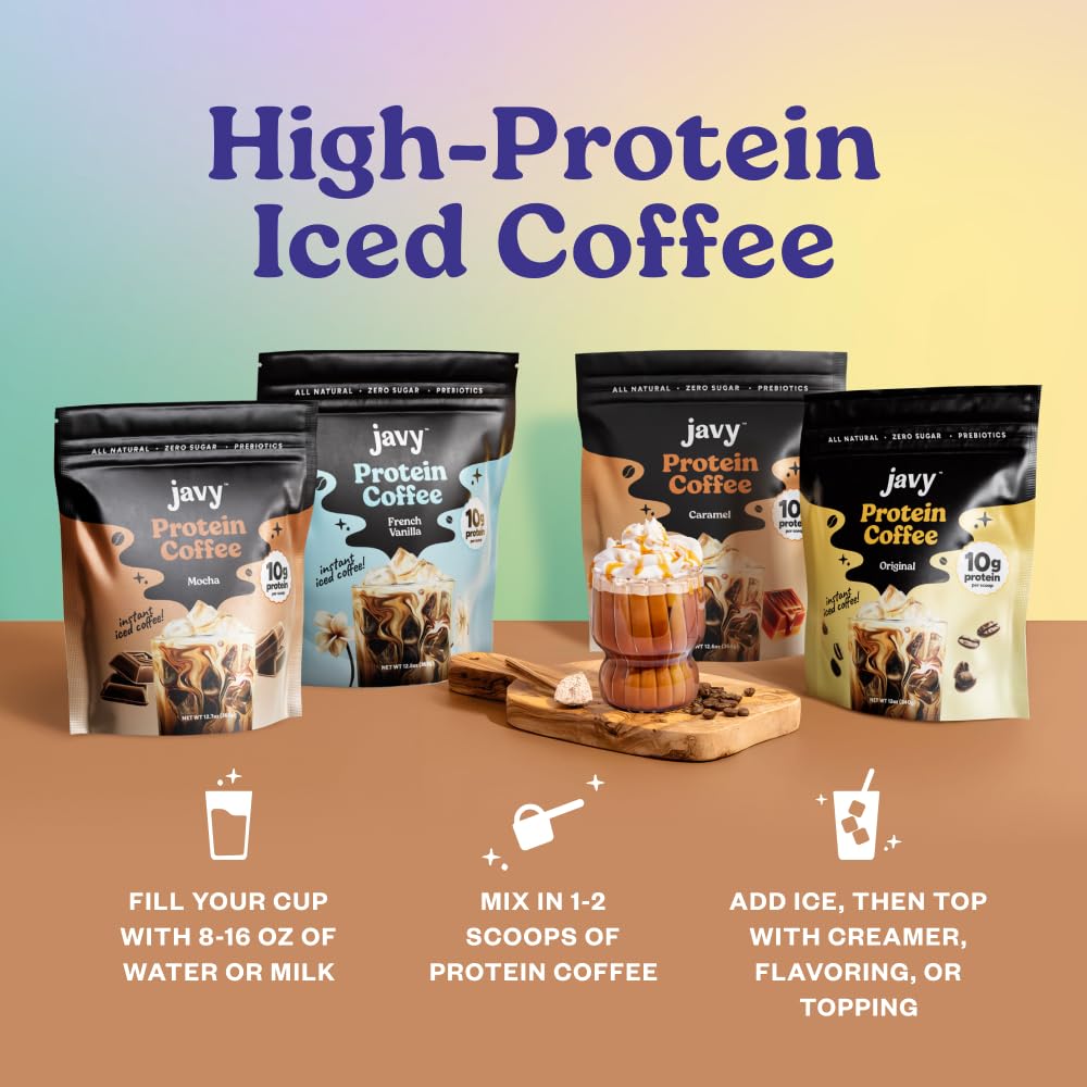 Javy Original Protein Coffee - Premium Whey Protein & Instant Iced Coffee - 100% Arabica Coffee - Zero Artificial Flavors & Sweeteners, 20 Servings