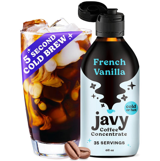 Javy Coffee French Vanilla Concentrate - Cold Brew Coffee, Perfect for Instant Iced Coffee, Cold Brewed Coffee and Hot Coffee, 35 Servings