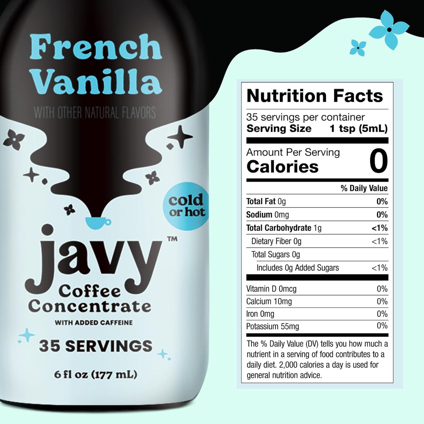 Javy Coffee French Vanilla Concentrate - Cold Brew Coffee, Perfect for Instant Iced Coffee, Cold Brewed Coffee and Hot Coffee, 35 Servings