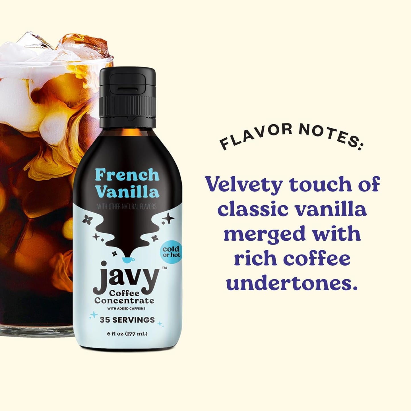 Javy Coffee French Vanilla Concentrate - Cold Brew Coffee, Perfect for Instant Iced Coffee, Cold Brewed Coffee and Hot Coffee, 35 Servings