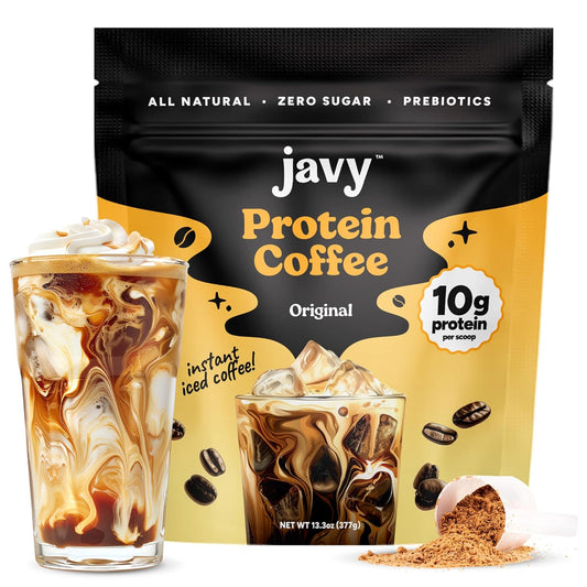 Javy Original Protein Coffee - Premium Whey Protein & Instant Iced Coffee - 100% Arabica Coffee - Zero Artificial Flavors & Sweeteners, 20 Servings